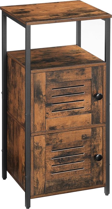 KOMFOTTEU Hoge houten kast staand, met verstelbare planken, sideboard, organizer met kantelbeveiliging, meubels voor slaapkamer, badkamer, woonkamer, 58,5 x 32 x 123 cm, zwart