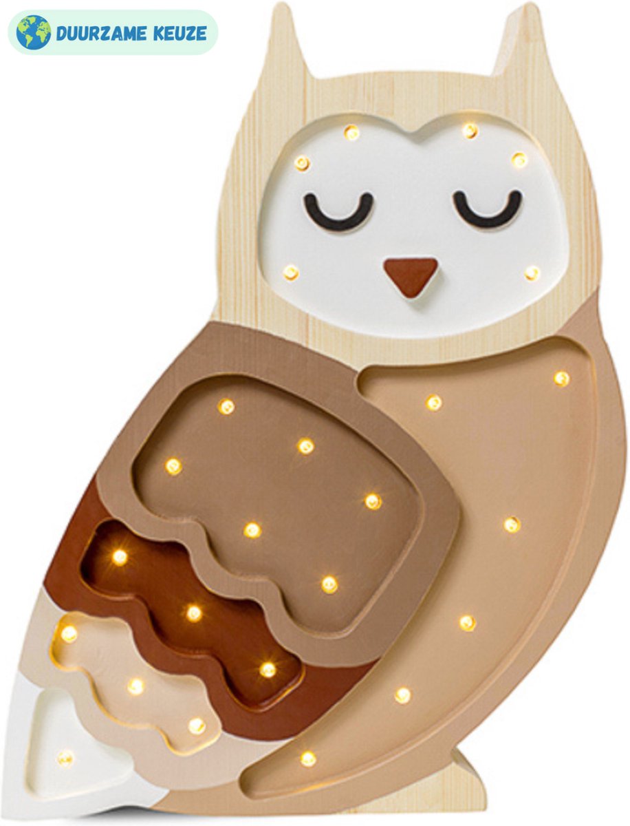 Little Lights kinderlamp uil, beige