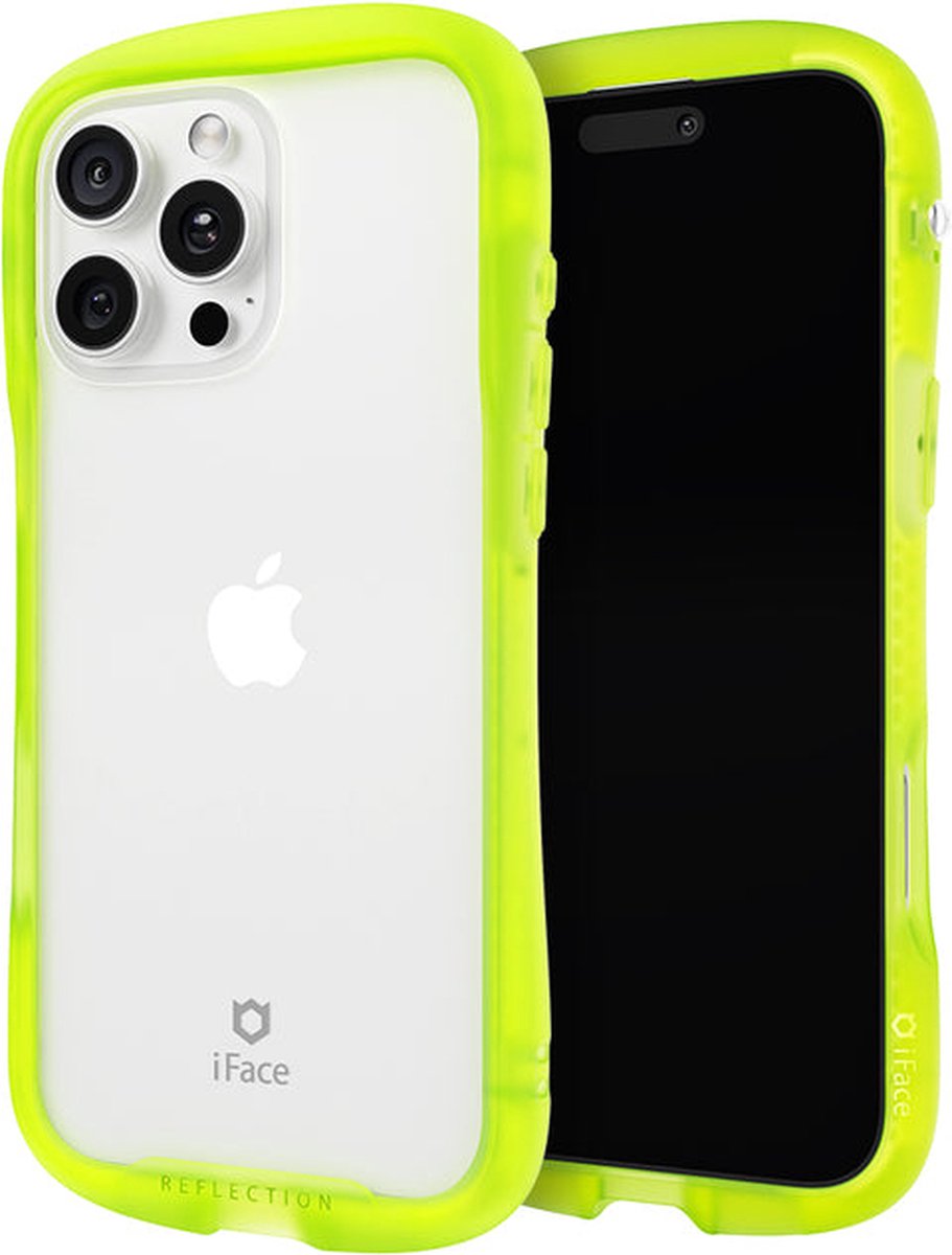 iPhone 16 Pro Max Clear Yellow Reflection Neo Case – Schokbestendige, Anti-Vingerafdruk Bescherming met Verhoogde Bezel en Strap Hole