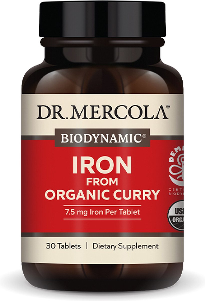 Goedkoopste Dr. Mercola - Biodynamic Iron - from Organic Curry - 75 mg - 30 tabletten