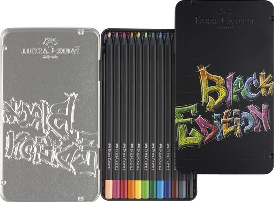 Faber-Castell kleurpotloden - Black Edition - 12 stuks in blik - FC-116413