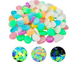 100 Stuks - Aquariumdecoratie - Glow In the Dark Aquariumsteentjes - Multicolor - Aquarium Steentjes - Aquariumbodembedekking - Decoratie Stenen - 3-4cm