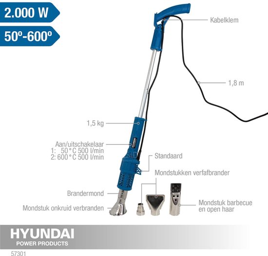 HYUNDAI onkruidbrander – 2000W – 650 °C
