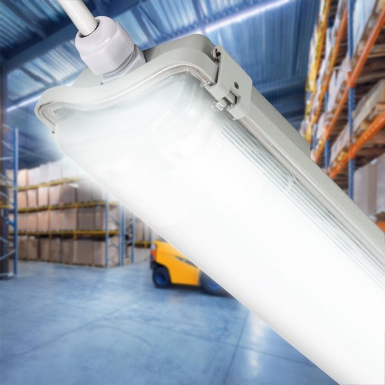 Proventa LED TL 4 luminaires doubles à 8 tubes 150 cm - Lumière blanche froide 6500 K - Étanche - 4 pièces
