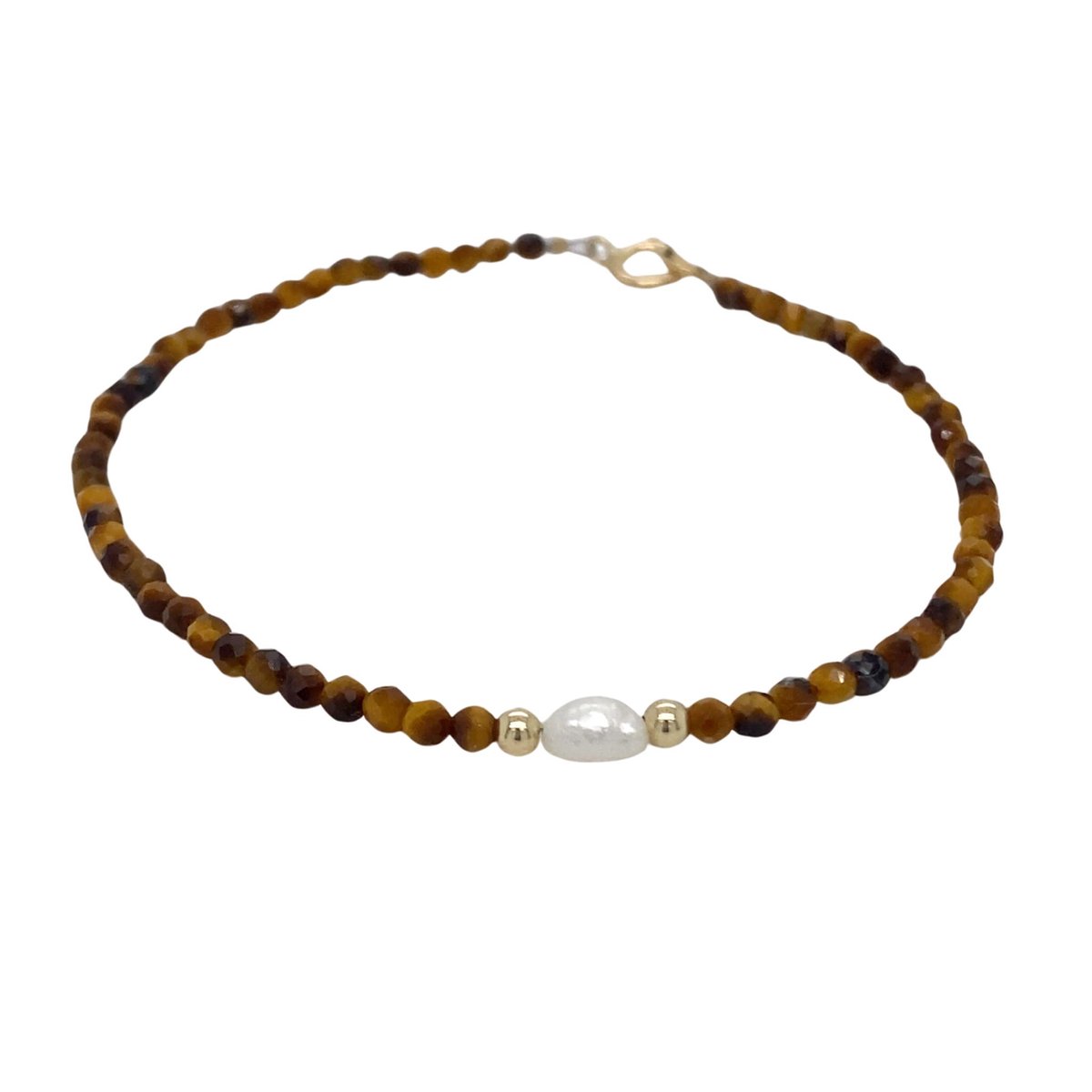 Pat's Jewels Dames Armband - Minimalistische Armband - Kralen Armband - Tijgeroog - Bruin