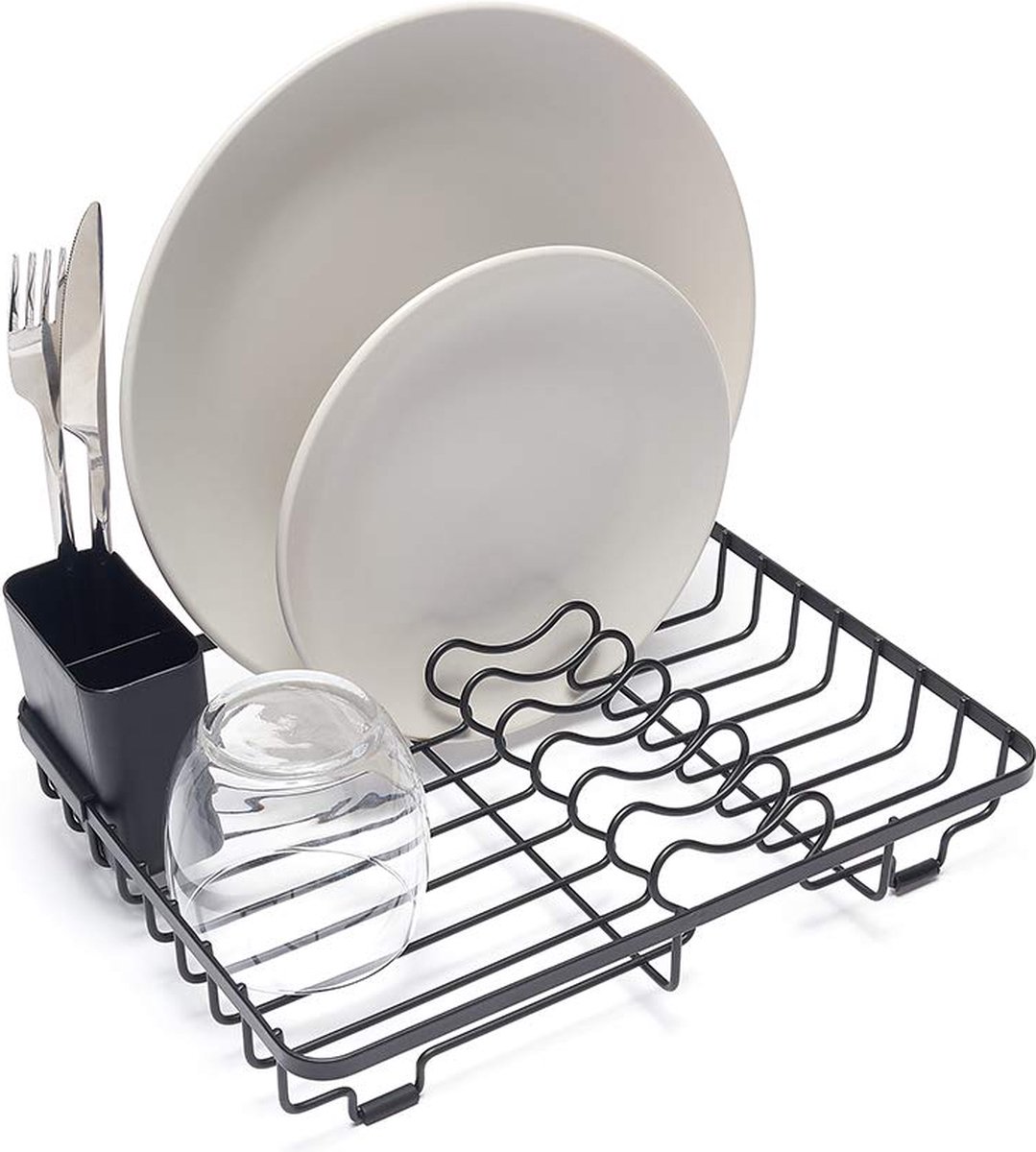 Goedkoopste JGS ® Kleine en Ruimtebesparende Afdruiprek voor Keukengerei met Handige Bestekhouder