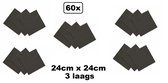 60x Serviettes noires 24cm x 24cm - 3 plis - Serviette cocktail dîner nourriture mess restaurant BBQ fête à thème fête d'anniversaire