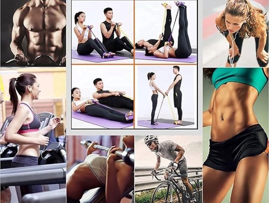 Bande De Résistance 6 Tubes Avec Pédale – Musculation Complète, Poignées Antidérapantes, Violet !