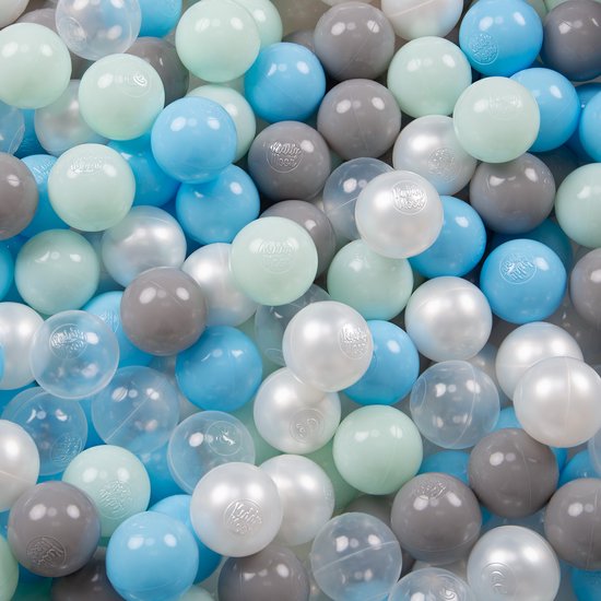 Selonis Opvouwbaar ballenbad voor kinderen met 100 plastic ballen ∅6cm - 80x23cm Ballenbad baby - Speelbad - Ballenbak kinderen rond - Kunststof ballen - Blauw: Parel Grijs Transparant Babyblauw Munt van Selonis — afbeelding 4