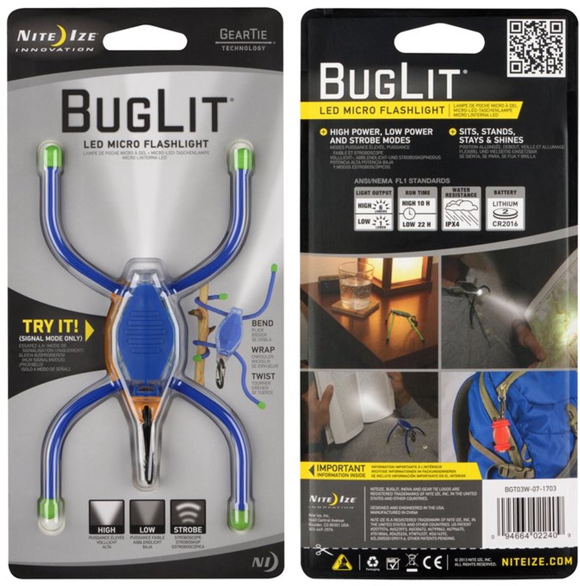 Nite Ize BugLit Blue - Zaklamp - Blauw