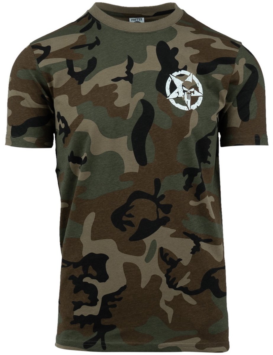 T-shirt Allied Star punisher camouflage Woodland