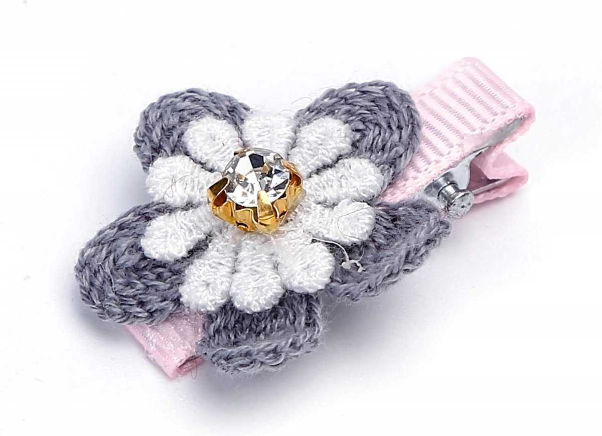 Bol.com Nobleza Haarclip voor Huisdier - Vachtclip - Bloem - Voor Hondje/Kat - Grijs - 2 st aanbieding