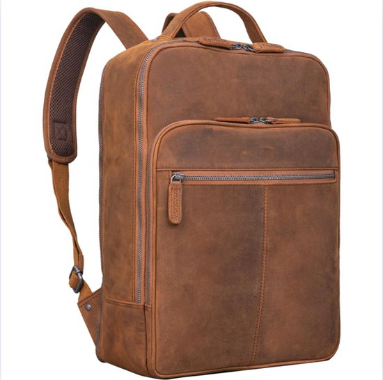 Leren Rugzak Heren XL Business Rugzak Laptop Rucksack Grote Werk Rugzak met Veel Vakken en Trolley Systeem Vintage Echt Leer