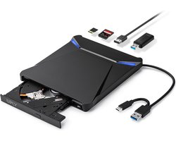 foto van UPLY Externe DVD/CD Speler & Brander - Windows/Mac - USB-C/3.0 - Ingebouwde SD/TF-kaartlezer - voor Laptop