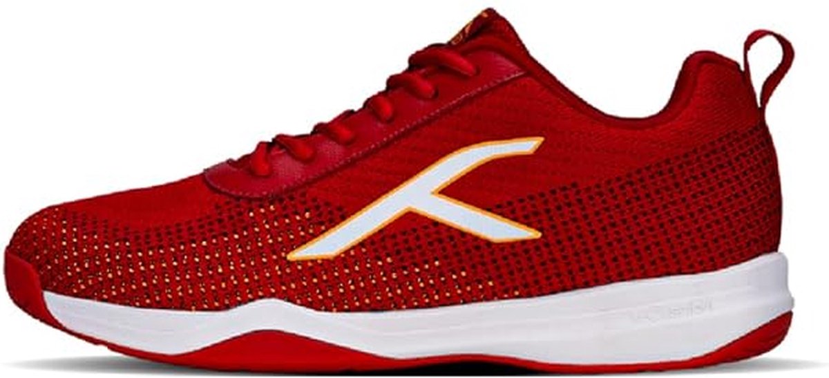 Hundred Blade Lite Non Marking Badminton Schoenen (Rood Oranje Wit 12 EU) Unisex Materiaal: Gebreide bovenkant en Rubberen zool Ook perfect voor squash tafeltennis volleybal basketbal en zaalsporten Lichtgewicht en zeer duurzaam