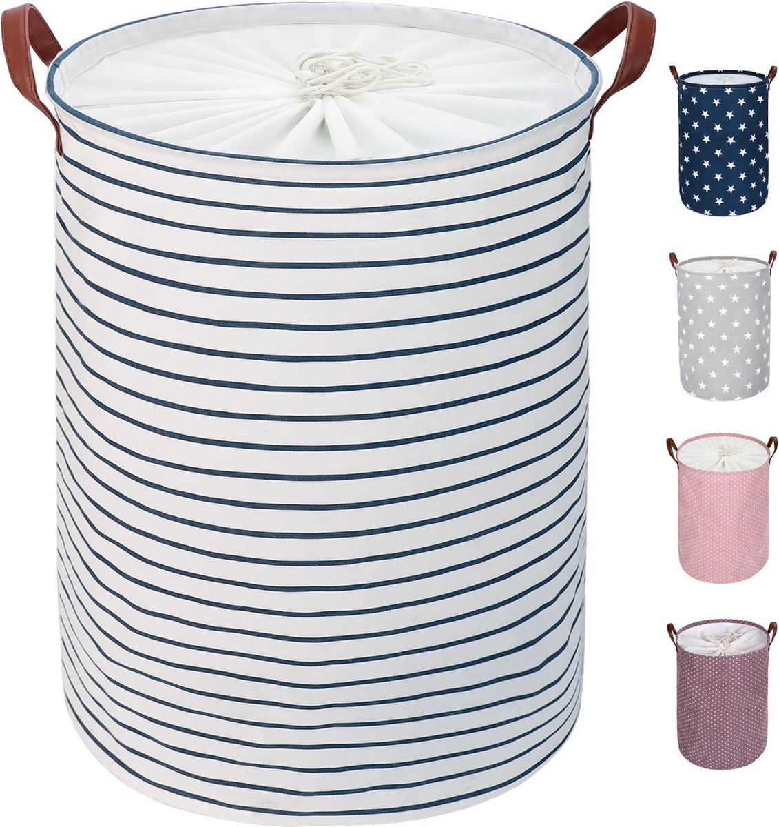 Goedkoopste JGS ® Stijlvolle en Ruime Opvouwbare Wasmand met Katoenen Ontwerp en Trekkoordsluiting