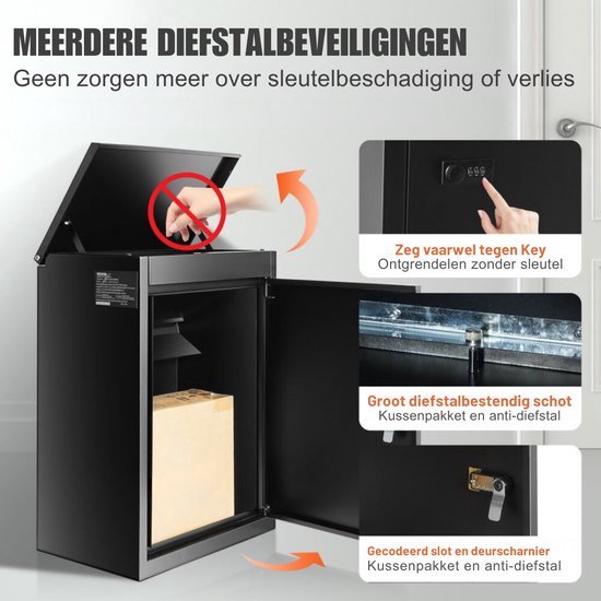 Metzler Pakketbox met 3 brievenbakken, 3-delige brievenbus met pakketvak en naamgravure, gepersonaliseerde lijsten van roestvrij staal, outdoor pakketbrievenbus voor buiten, XXL, RAL 7016 antraciet