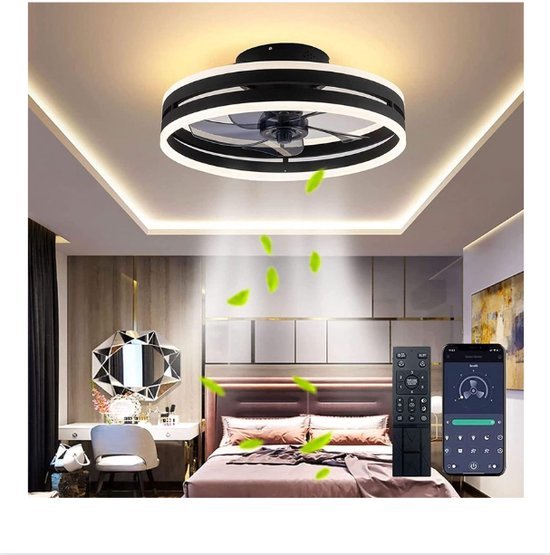 NETTLIFE Plafondventilator met LED - verlichting - 49,5 cm, modern, groot en stil, met
