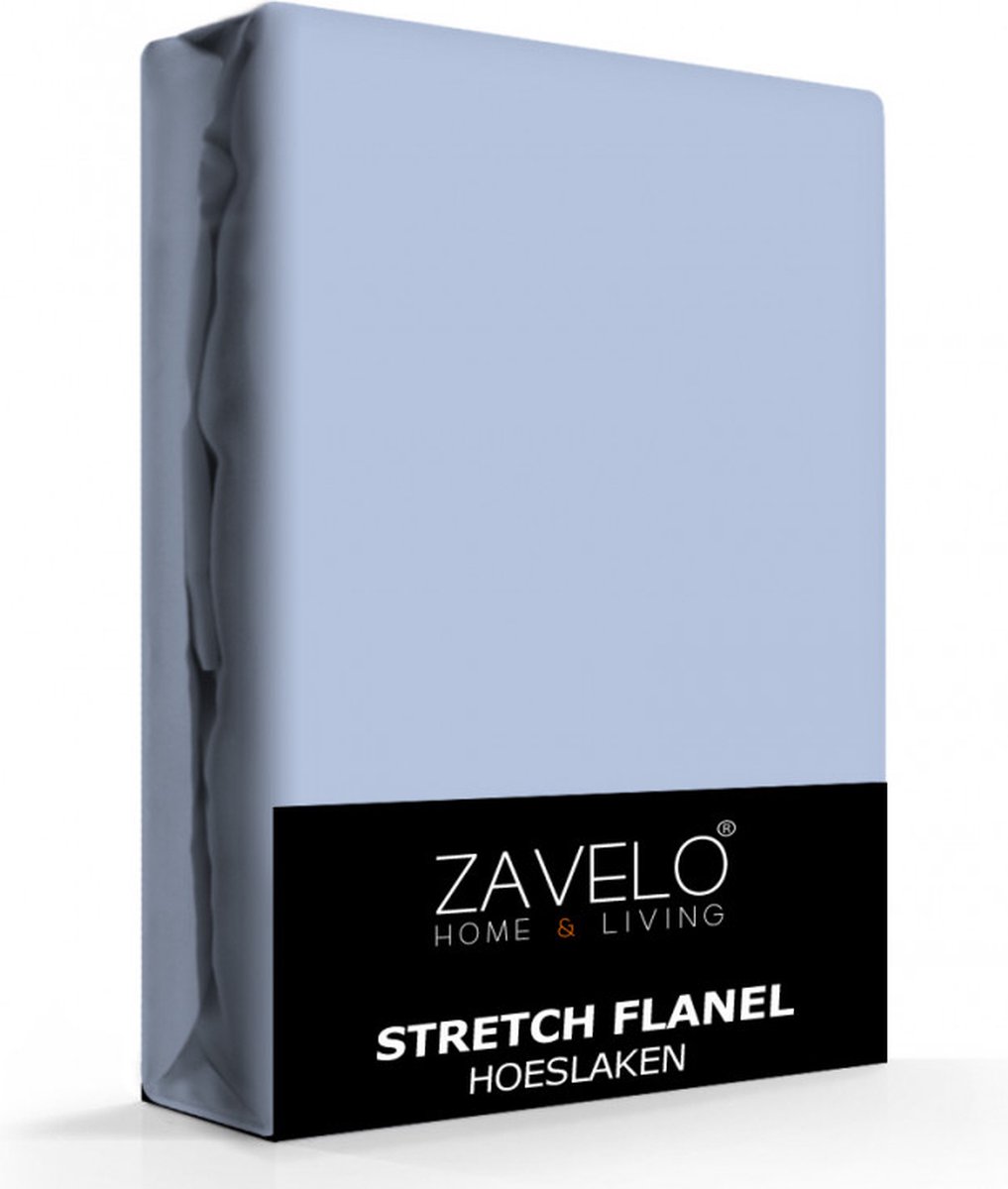Zavelo Deluxe Stretch Flanel Hoeslaken Blauw - 2-persoons (140 x 200 cm) - Heerlijk Warm en Zacht - Perfecte Pasvorm - Hoogwaardige Kwaliteit