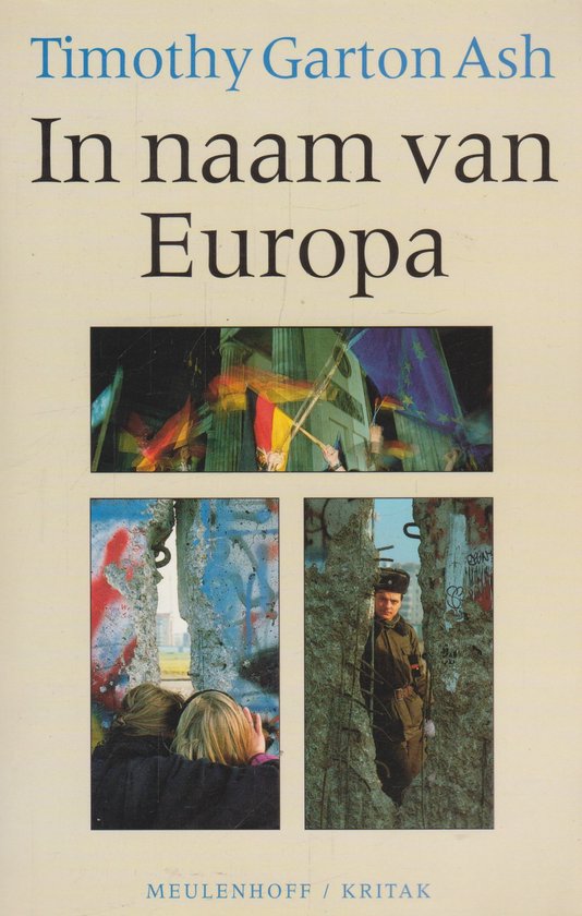 Livre "In naam van Europa" avec des images du Mur de Berlin et des drapeaux.