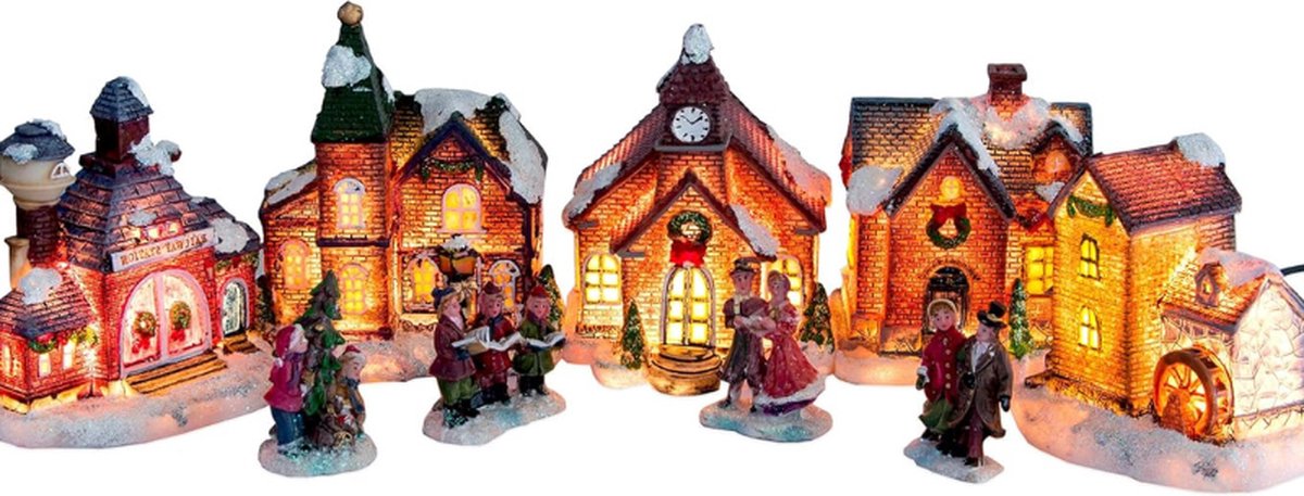 Kerstdorp Met Verlichting 9 Delig