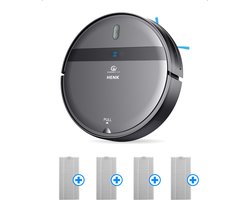 CleanWise Henk Robotstofzuiger + 4 filters – Nederlands Product – Voor Huisdieren – Met Dweilfunctie & Laadstation – Dweilrobot – 4500 Pa – HEPA 14 – Ultra dun 7,4 cm – App & Spraakbediening – Voor Huisdierharen, Harde Vloeren & Tapijt