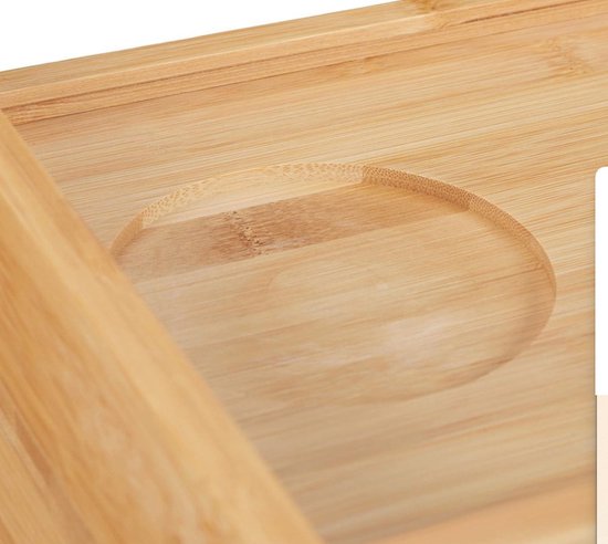 Etagère de lit peu encombrante avec support en verre en bambou - couleur naturelle Etagère à côté