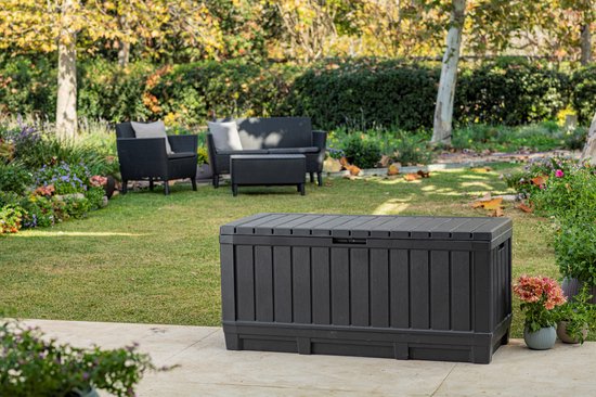 Keter Kentwood Opbergbox - 350L - 128x53.6x59 cm - Antraciet