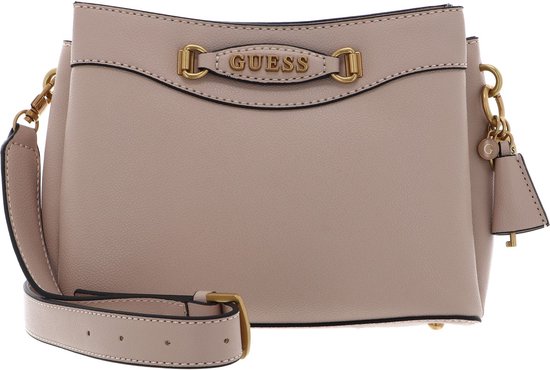 GUESS Sac à épaule bandoulière Emera Girlfriend Xbody Top Zip Light Beige Vieux rose