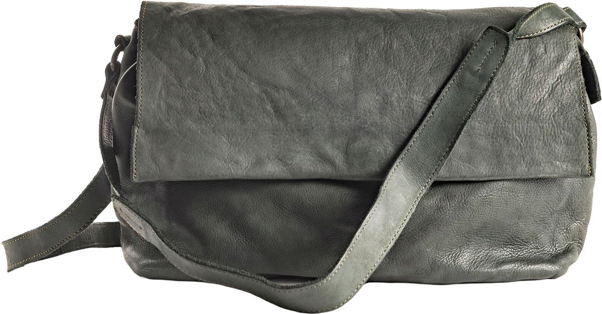 HAROLD'S Leren Schoudertas Submarine Handbag Flap Green Donkergroen
