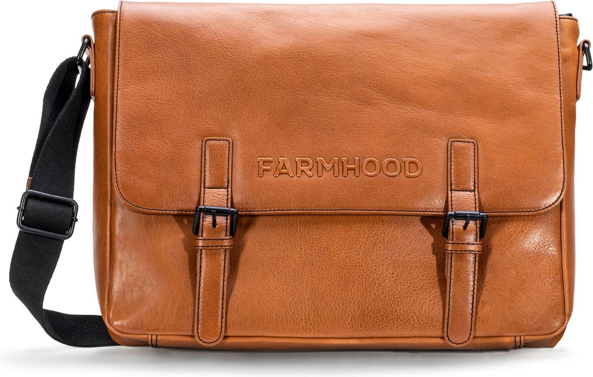 Farmhood Business tas Schoudertas met laptopvak Memphis Messenger 1F Cognac Lichtbruin