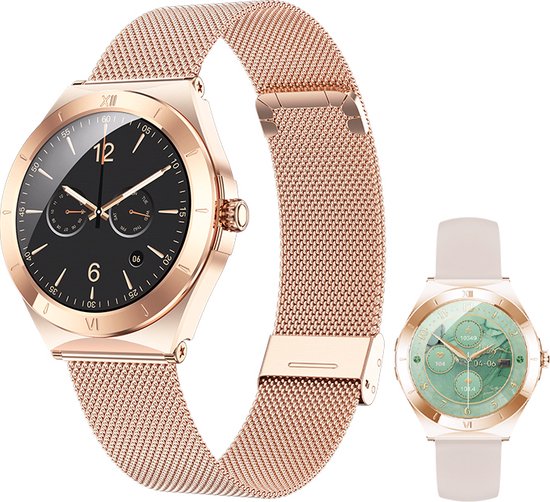 Frenkies® Smartwatch Dames Rose Goud – AMOLED - Stappenteller - Horloge Dames – Activity Tracker & Hartslagmeter -