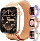 Bol.com Maoo ProWatch AMOLED Smartwatch Dames en Heren - Milanese Bandje en 3 Siliconen Bandjes - Stappenteller - Hartslagmeter-... aanbieding