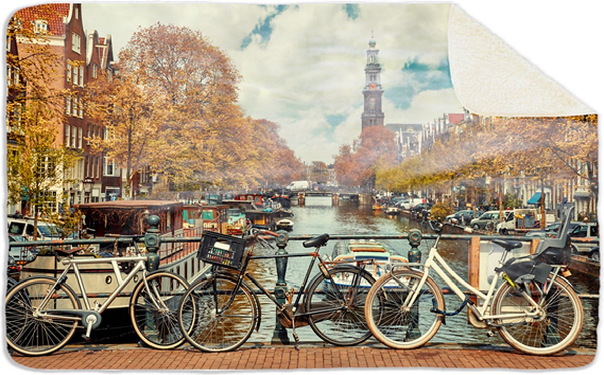 Fleecedeken Gracht Amsterdam, 96x146cm, Polyester Sherpa, Print, FD2024989