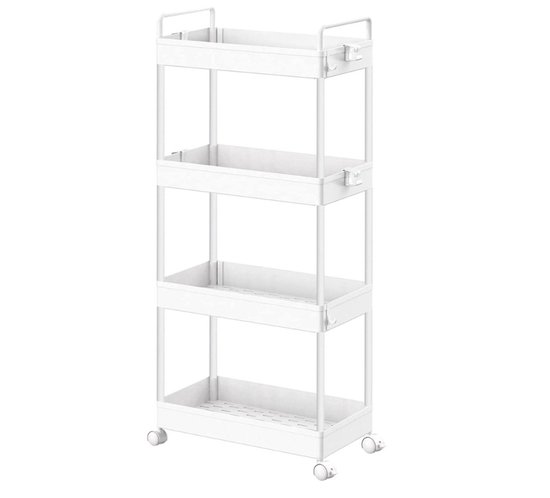 HOMCOM Keukenwagen met werkblad, plank, flessenrek