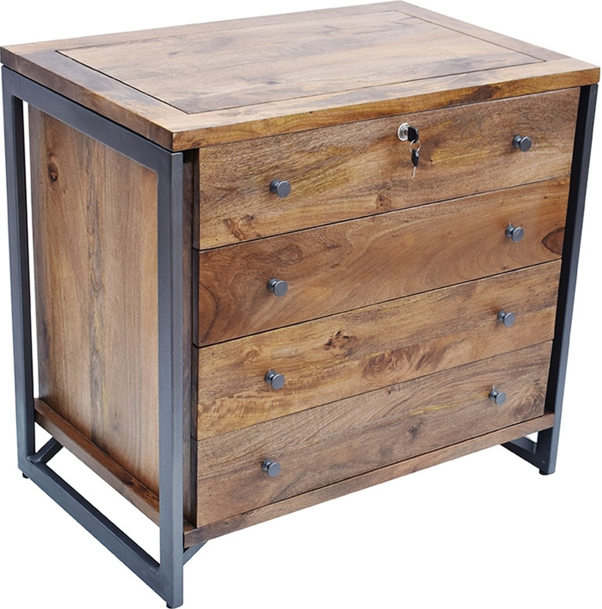 OHNO - Yim Dressoir - Hout - 4 Lades - Zwart Metalen poten