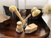 Set 4x avec brosse à vaisselle et brosses à bouteilles en PET recyclé et bois de Bamboe durable et naturel