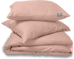 Hotel Dekbedovertrek - Hotellinnen Dekbedovertrek - Roze Katoen Satijn 240x200/220 + 2 kussenslopen 60x70 cm - Parma Broderie Premium - Katoen Satijn - Hotel Dekbedovertrek