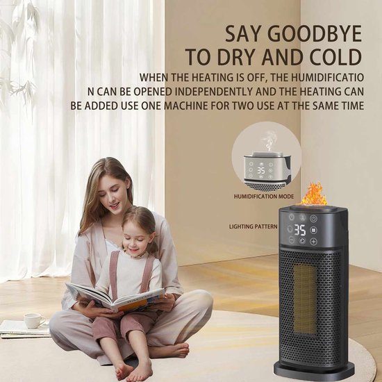 Black Friday!Homevector® Electric Heater Pro - Radiateur Soufflant - Radiant Electrique - 3 Positions - 2000W - Indication LED - Rotatif - Zwart