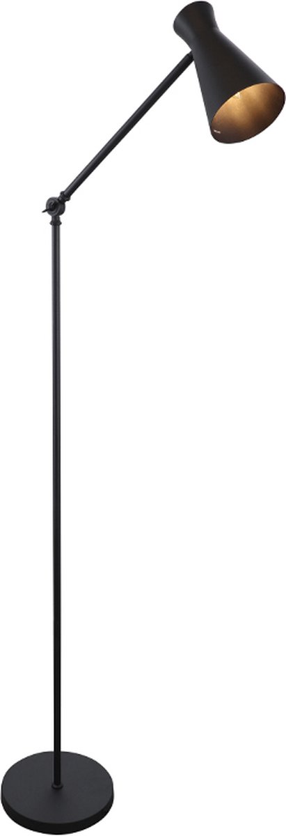 Olucia - STEVE - Vloerlamp - Zwart - Vorm: Kegel