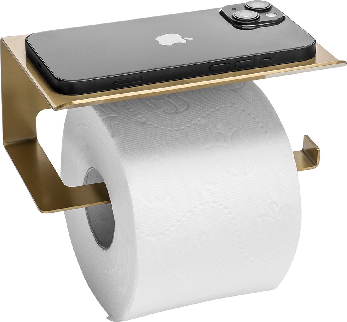 WC Rolhouder met Plankje - Goud - Zelfklevend Zonder Boren of Boren - Gouden Toiletrolhouder