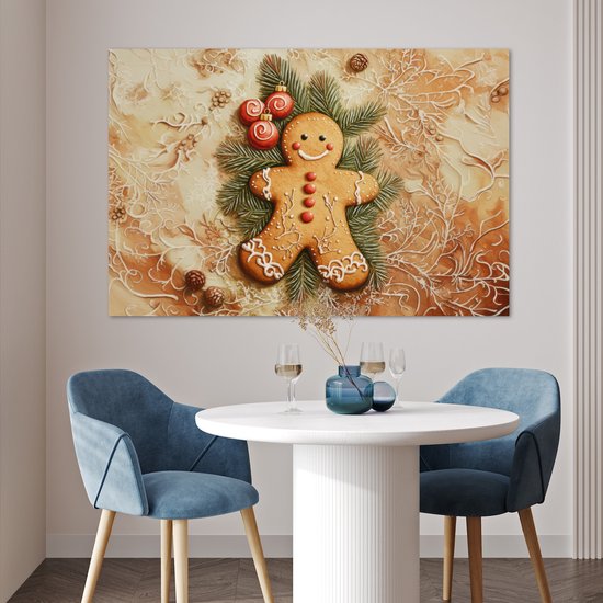 Poster 120x80 cm - Kerstmis - Koekje - Poppetje - Speculaas - Posters - Kamer decoratie - Wanddecoratie woonkamer - Muurdecoratie slaapkamer - Kerstversiering - Kerstdecoratie voor binnen - Kerstmis