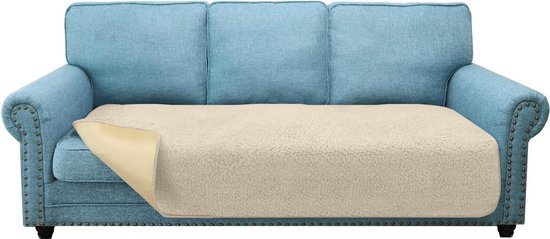 Bankhoes, superzacht, dik, antislip, grote bank, kussenhoes voor huisdieren (3-zits, beige)