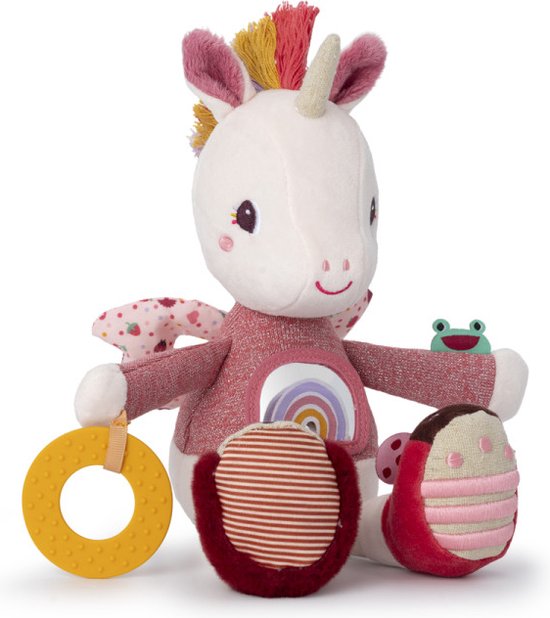 LILLIPUTIENS Activiteitenspiegel voor baby's, safarikubus, zachte stof, driehoek, multifunctionele driehoek, speelgoed voor de ontwikkeling van baby's, vanaf 3 maanden, 34 cm, 83562