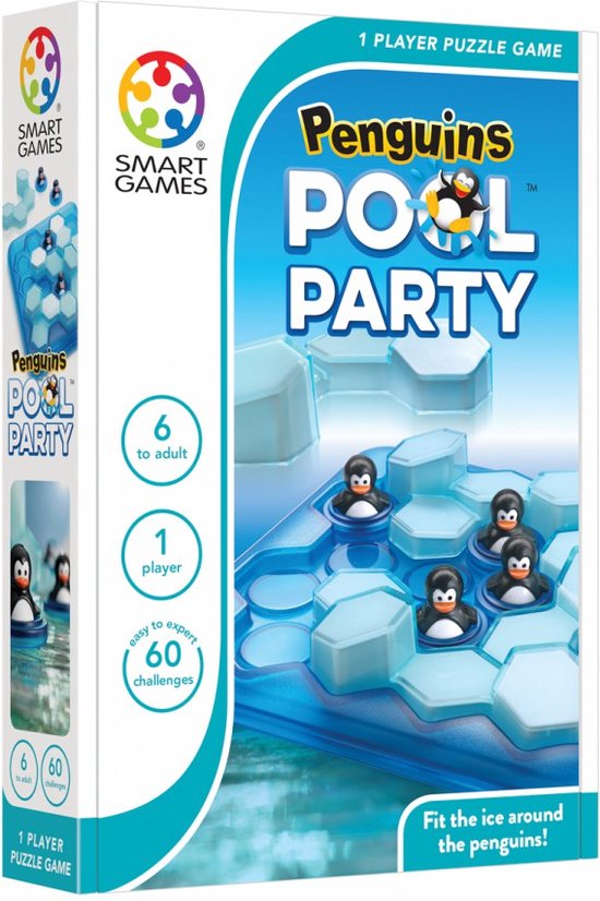 SmartGames - Penguins Pool Party - 60 opdrachten - compact - ideaal reisspel - pinguïns