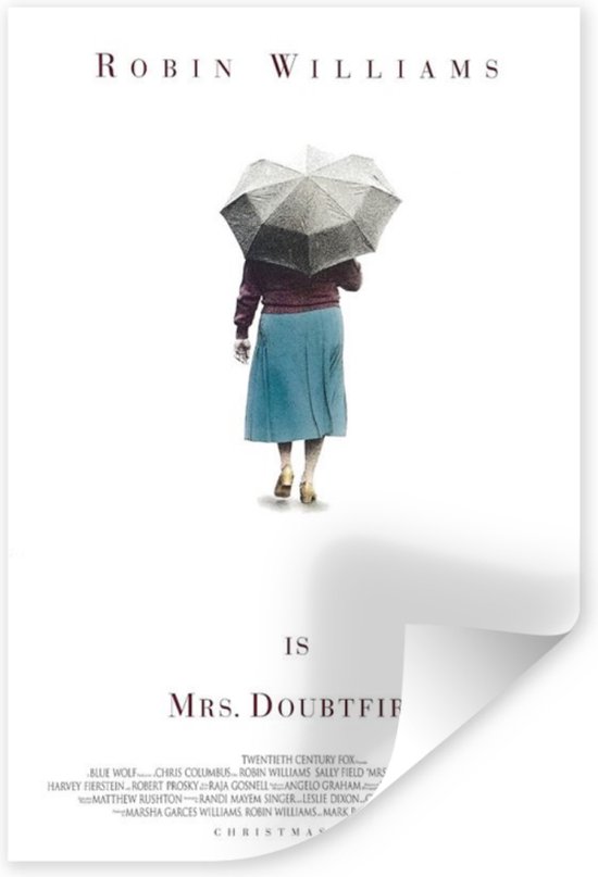 Affiche - Robin Williams dans Mme Doubtfire, affiche de film originale, emballée dans un tube de rouleau en carton solide