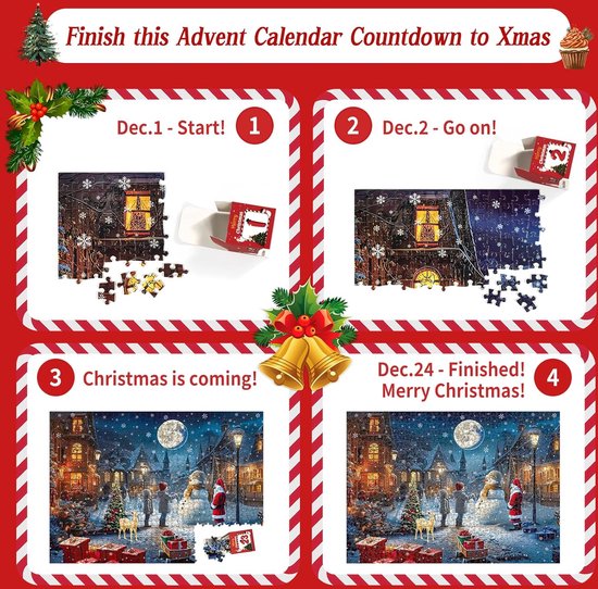 Pozemu Adventskalender 2025 North Christmas Puzzel voor Volwassenen Vrouwen Mannen 1008PCS