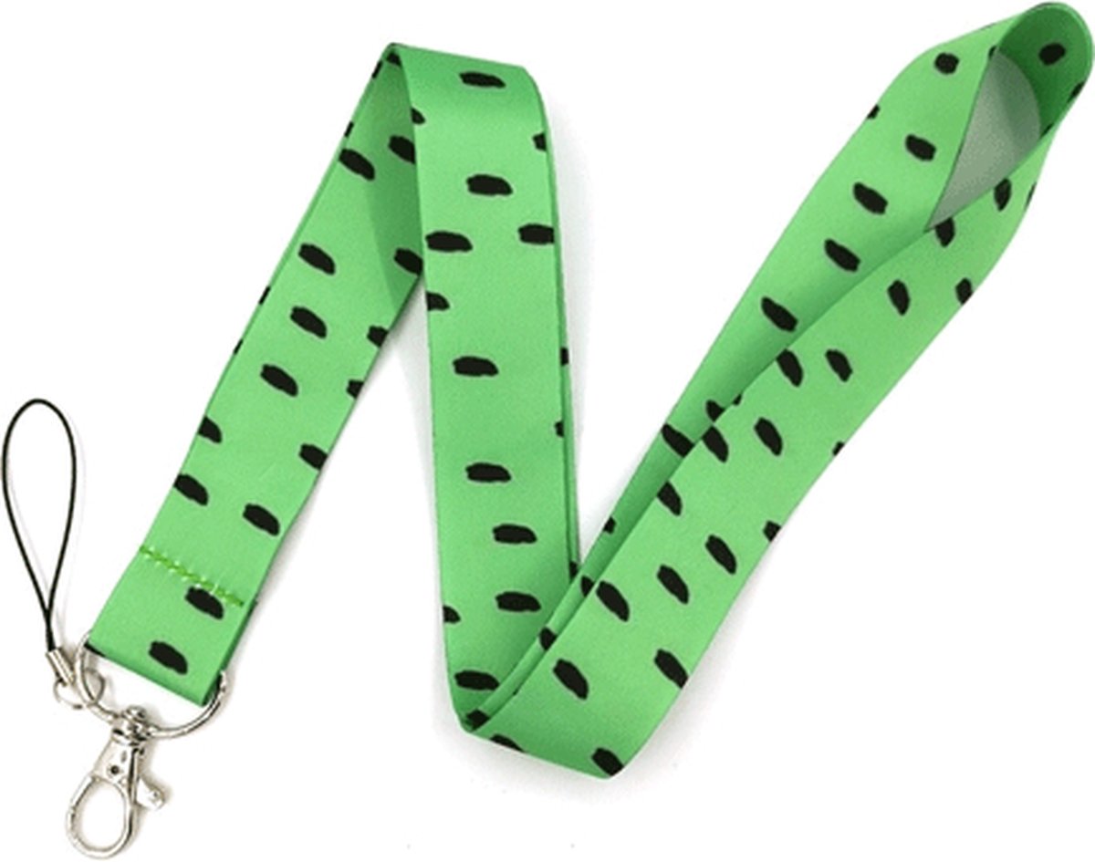 Travel Cords - Keycord Groen Streepjes - stevig lanyard - sleutelhanger - sleutelkoord - met telefoonkoord - sleutels