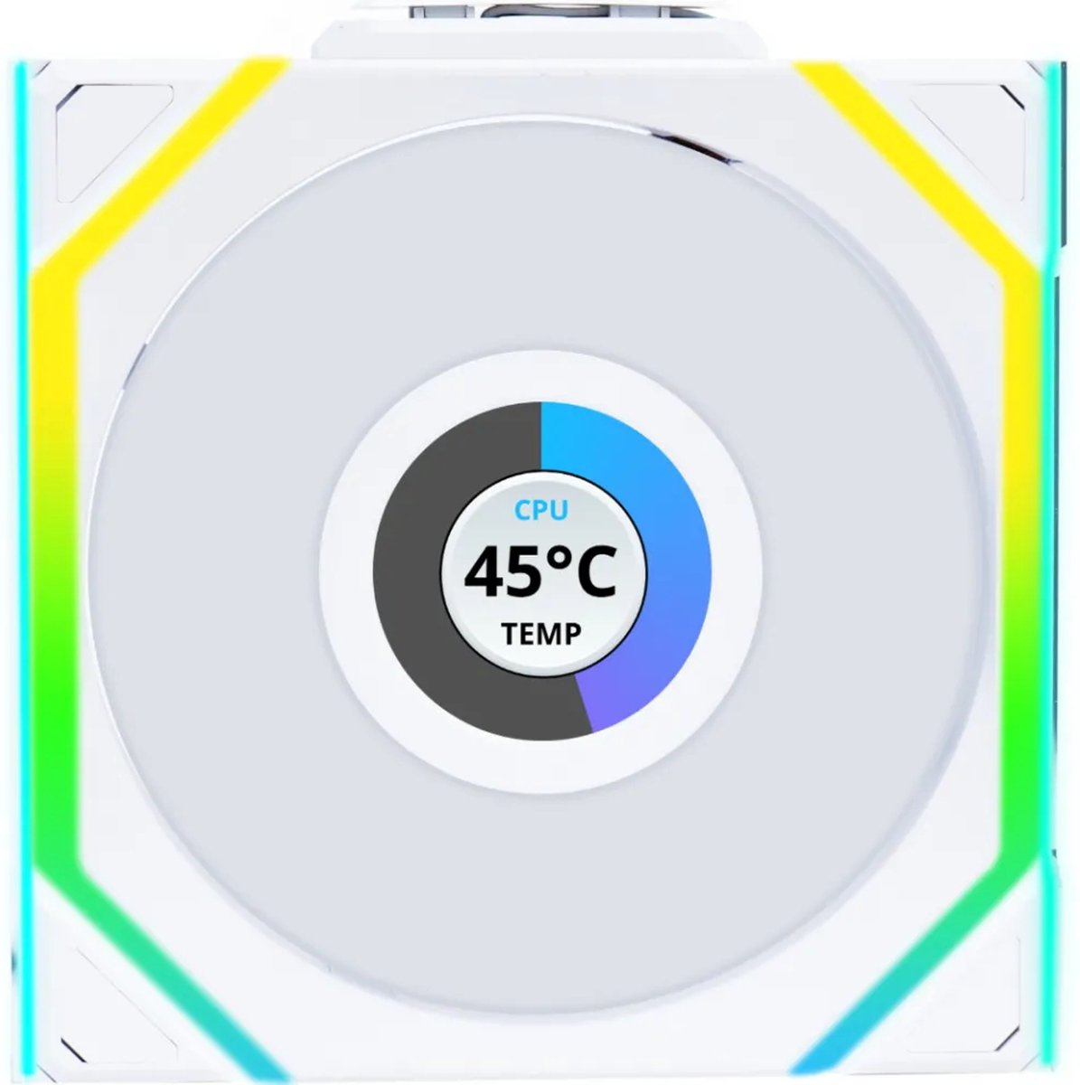 Lian Li UNI FAN SL Wireless LCD Reverse Blade White - Ventilatorhuis 120mm - 350 - 1900 rpm - 31 dBA - 4-pin PWM - Lian Li L-Connect - ARGB - wit