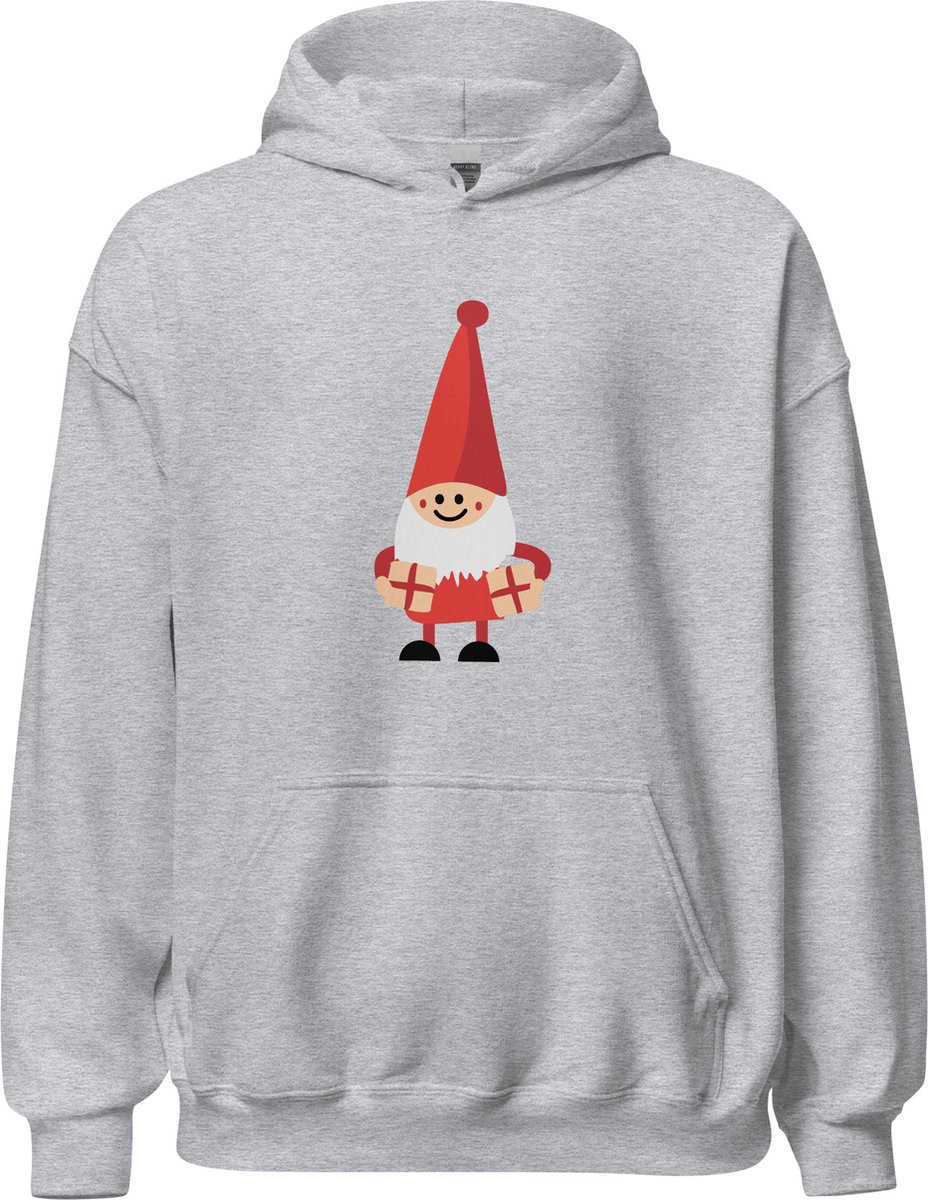 Gildan Hoodie Sweater | Kersttrui | Kerstmis | Kerst | Kerstman | Kabouter - Trui - Kleding - Grijs - Unisex - Katoen - Polyester - Capuchon - Lange mouw - Steekzakken